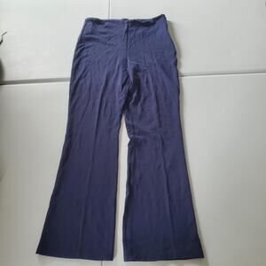 Fabletics Pants Womens Large Navy Blue Flare Leg High Rise Side Zip Stretch Yoga